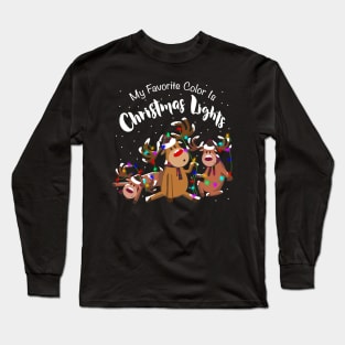 My Favorite Color Is Christmas Lights Motif Long Sleeve T-Shirt